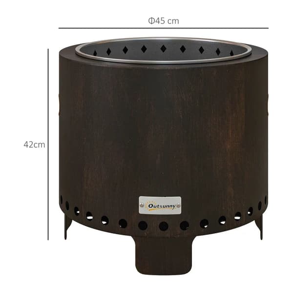 Rootz Fire Pit - Sisältää pokerin - Fire Barrel - Vankka rakenne - Säänkestävä - Metalli ja ruostumaton teräs - Musta + pronssi - 45 x 45 x 42 cm
