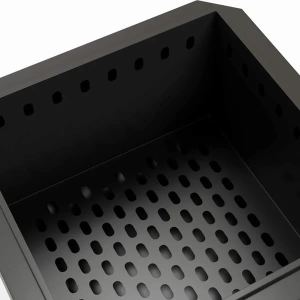 Rootz Fire Pit - Inklusive poker - Eldfat - Robust konstruktion - Metall & rostfritt stål - Svart - 48L x 48W x 41H cm