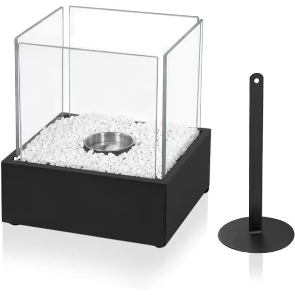 Bioetanol öppen spis Portabelt bord och varm öppen spis, bordseld, för inomhus och utomhus, 24,5cm * 20,5cm * 28,7cm