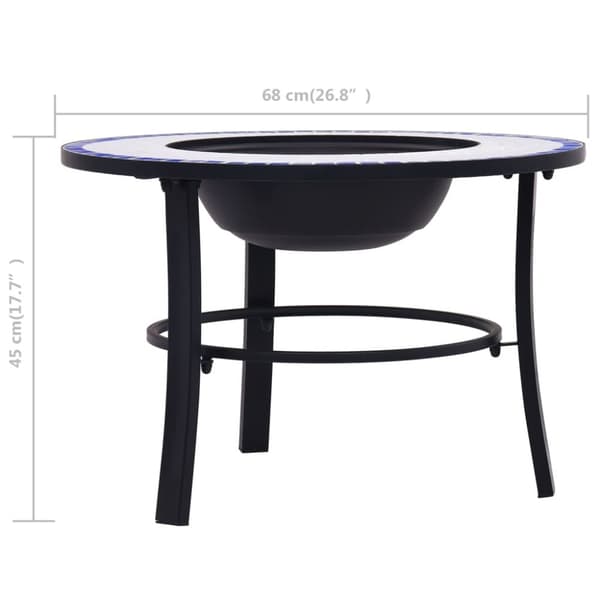 vidaXL bålfad mosaik 68 cm keramik blå og hvid -  Ildsteder