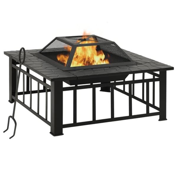 vidaXL bålfad med ildrager 79x79x46,5 cm str. XXL stål - Ildsteder