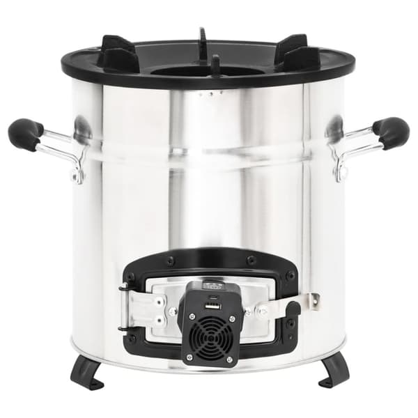 vidaXL grydekomfur m. USB-ventilator 35,5x26x28 cm rustfrit stål sølv -  Ildsteder