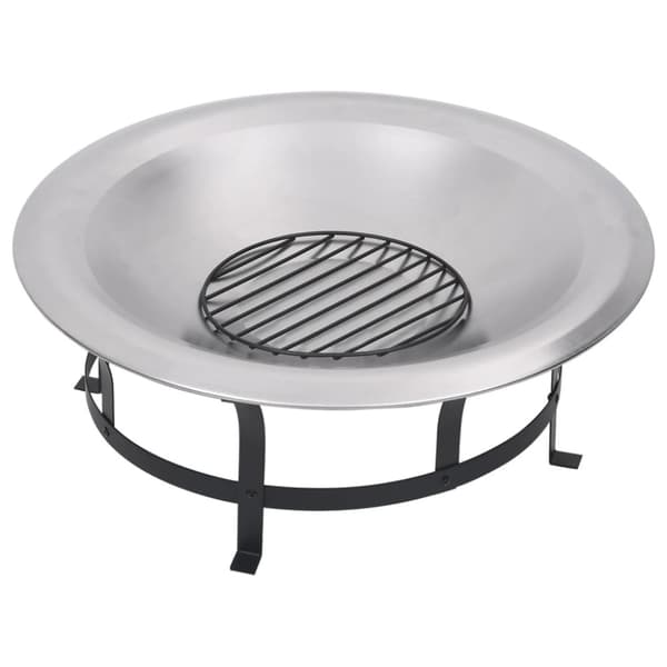 vidaXL bålfad med grill rustfrit stål 76 cm -  Ildsteder