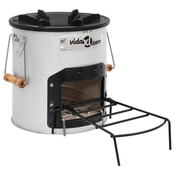 vidaXL Vedeldad campingspis silver 45x25x26 cm stål -  Öppna spisar