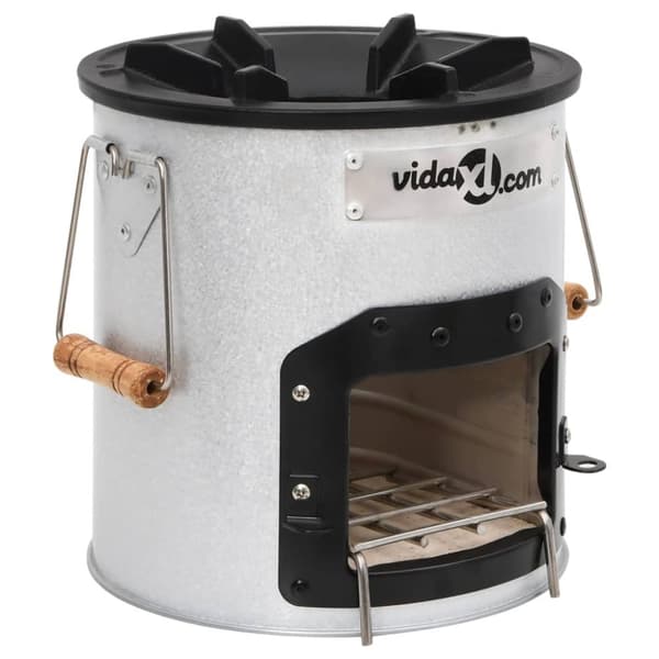 vidaXL Vedeldad campingspis silver 45x25x26 cm stål -  Öppna spisar