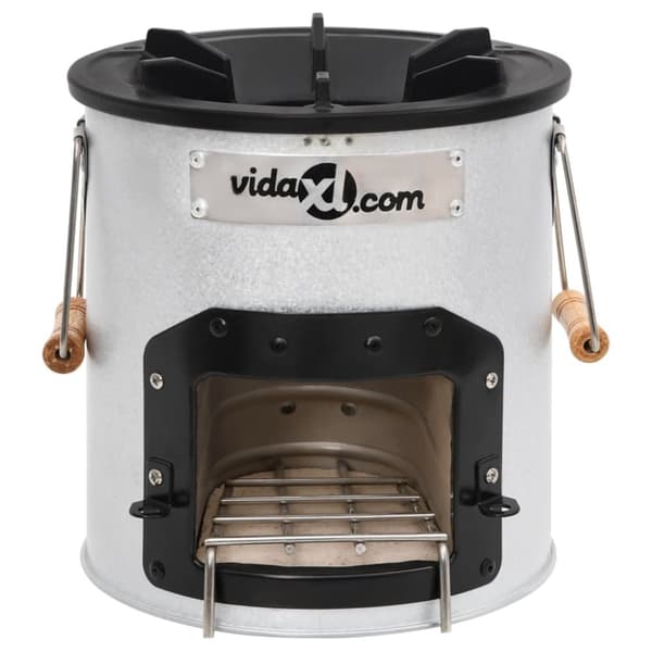 vidaXL Vedeldad campingspis silver 45x25x26 cm stål -  Öppna spisar