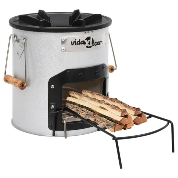 vidaXL Vedeldad campingspis silver 45x25x26 cm stål -  Öppna spisar