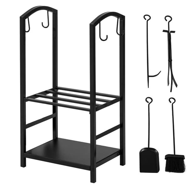 Rootz 2-hylde brændestativ - Brændestativ - Brændeholder - Metalkonstruktion - Organiseret og stabil opbevaring - Indendørs og udendørs brug - 46 cm x
