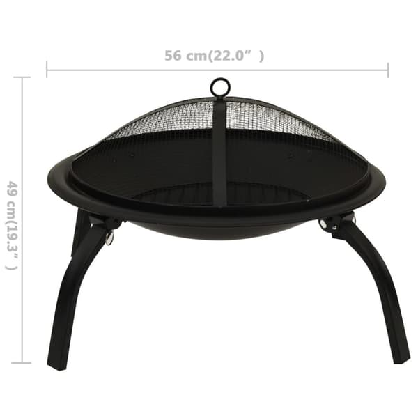 The Living Store 2-i-1 bålfad og grill med ildrager 56x56x49 cm stål -  Ildsteder