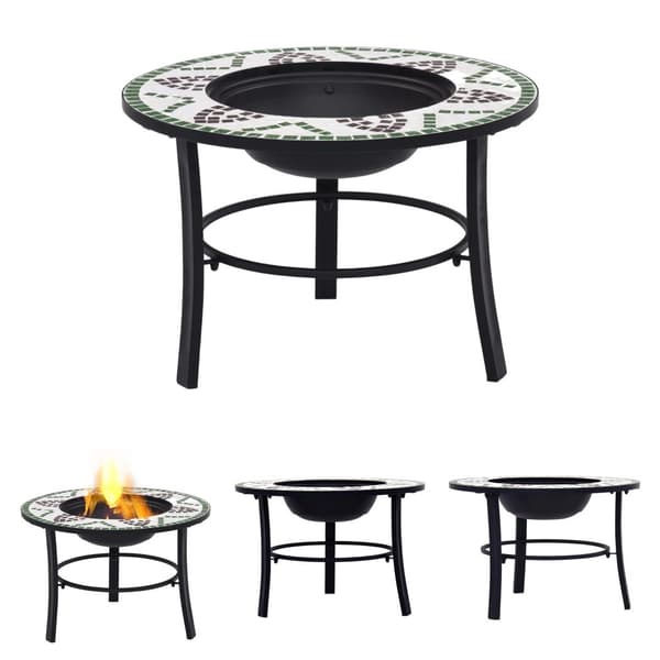 The Living Store Eldfat med mosaik grön 68cm keramik -  Öppna spisar