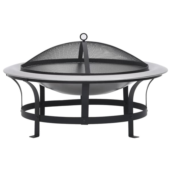 The Living Store bålfad med grill rustfrit stål 76 cm -  Ildsteder