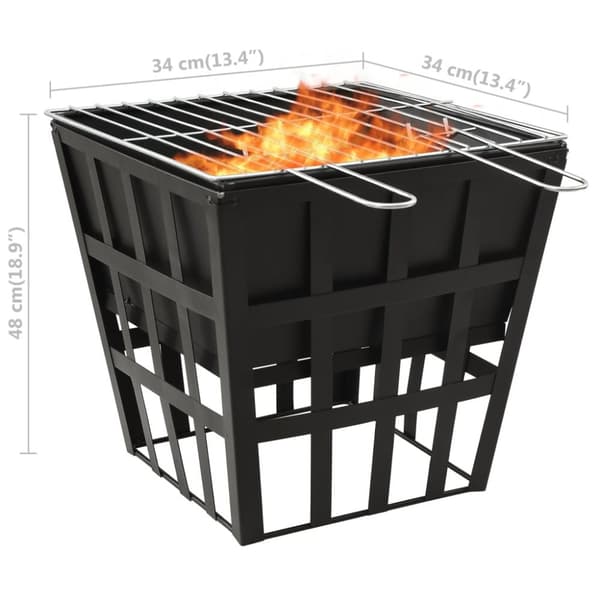 Öppna spisar - Living 2-i-1 Eldstad och grill 34x34x48 cm stål