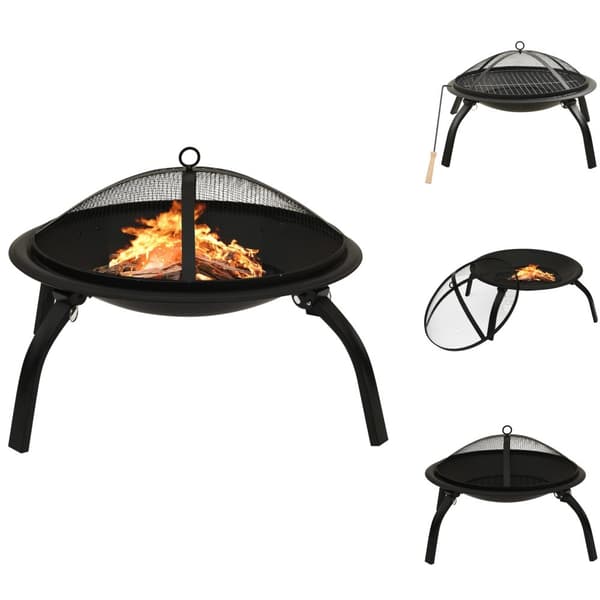 Ildsteder - Living 2-i-1 bålfad og grill med ildrager 56x56x49 cm stål