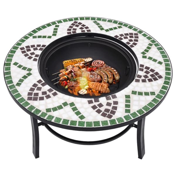 Öppna spisar - Living Eldfat med mosaik grön 68cm keramik