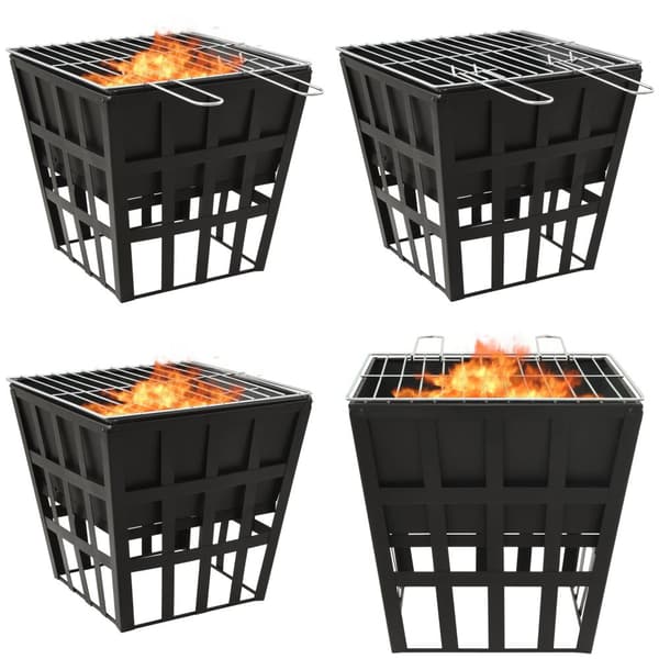 2-i-1 bålfad og grill 34x34x48 cm stål - Bålfad - Bålfade - Home & Living