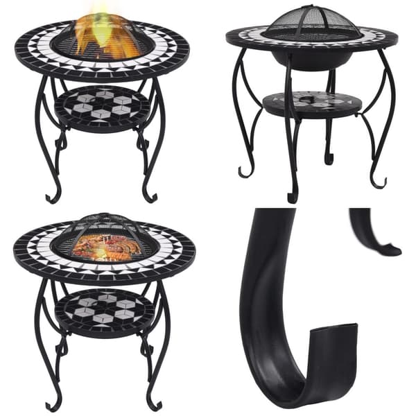 Bålfad mosaik 68 cm keramik sort og hvid - Bålkurv - Bålkurve - Home & Living