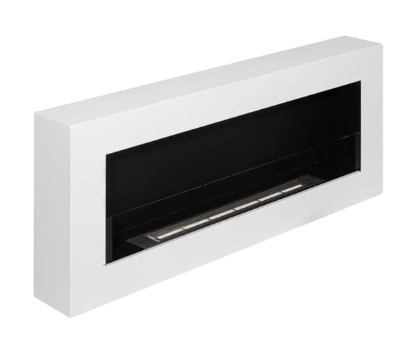 Hängande etanolspis Biokamin Hängande biokamin Bioetanolbrännare BOX 90 cm x 40 cm x 12 cm matt vitt med glas ekologisk spis