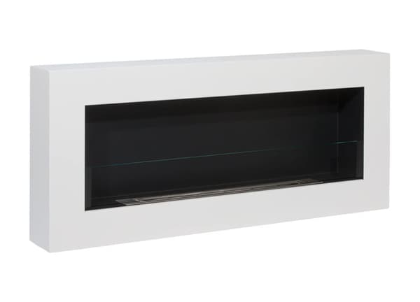 Hängande etanolspis Biokamin Hängande biokamin Bioetanolbrännare BOX 90 cm x 40 cm x 12 cm matt vitt med glas ekologisk spis