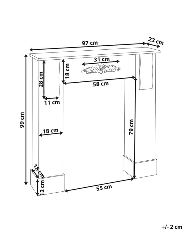Peishylle Grå 97 x 23 x 99 cm Klassisk Tradisjonell Stue Utsmykket