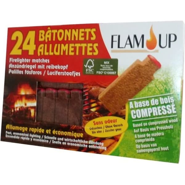 Flam'Up 0500 Natural Fire Starter Komprimerat trä 24 pinnar - SE0500