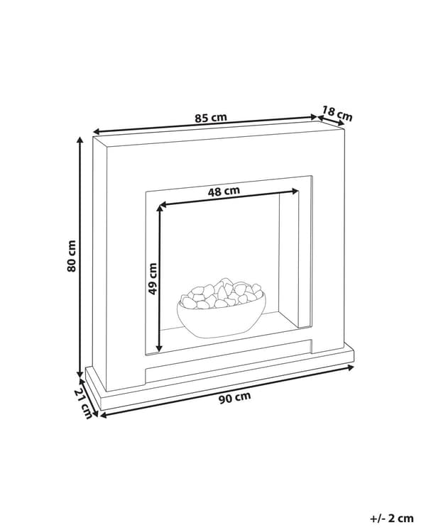 Sähkötakka beige MDF-levy 90 x 21 x 80 cm LED-liekkiefektillä termostaatilla koristekivillä moderni tyyli