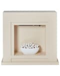Pikkukuva 1 / 10: Sähkötakka beige MDF-levy 90 x 21 x 80 cm LED-liekkiefektillä termostaatilla koristekivillä moderni tyyli