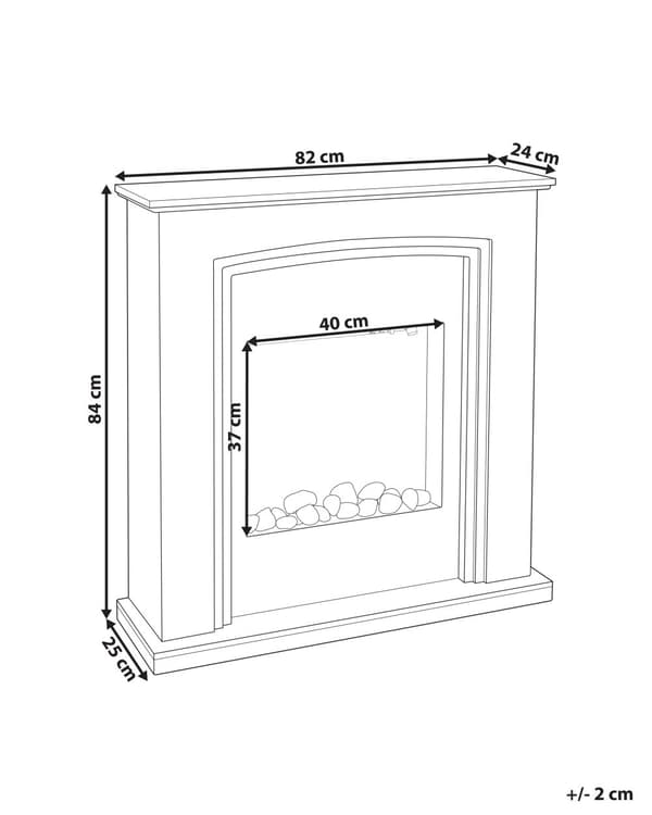 Sähkötakka valkoinen MDF-levy 82 x 25 x 84 cm LED-liekkiefektillä termostaatilla koristekivillä moderni tyyli