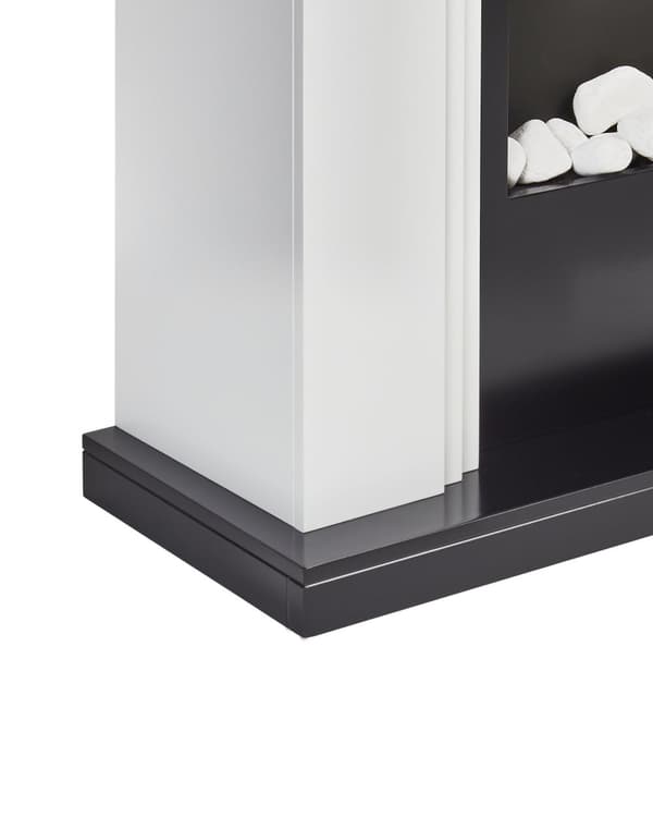Sähkötakka valkoinen MDF-levy 82 x 25 x 84 cm LED-liekkiefektillä termostaatilla koristekivillä moderni tyyli