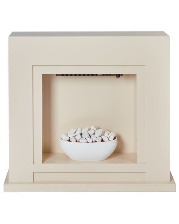 Elektrisk peis Beige Peishylle i MDF LED-genererte flammer Dekorativ småstein Justerbar termostat Moderne design Ildsted