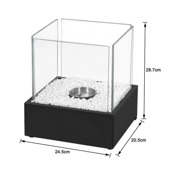 LARS360 Bioetanol bordspis 25x21x30cm Bärbar etanolbords spis med 4 glaspaneler brandsläckare