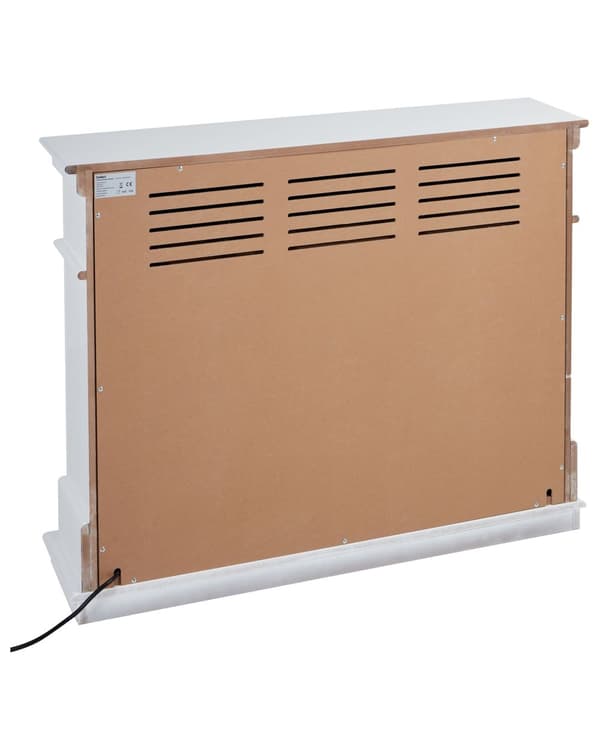 Elektrisk peis Hvit MDF LED-flammeeffekt Termostat Vifte Fjernkontroll Klassisk stil