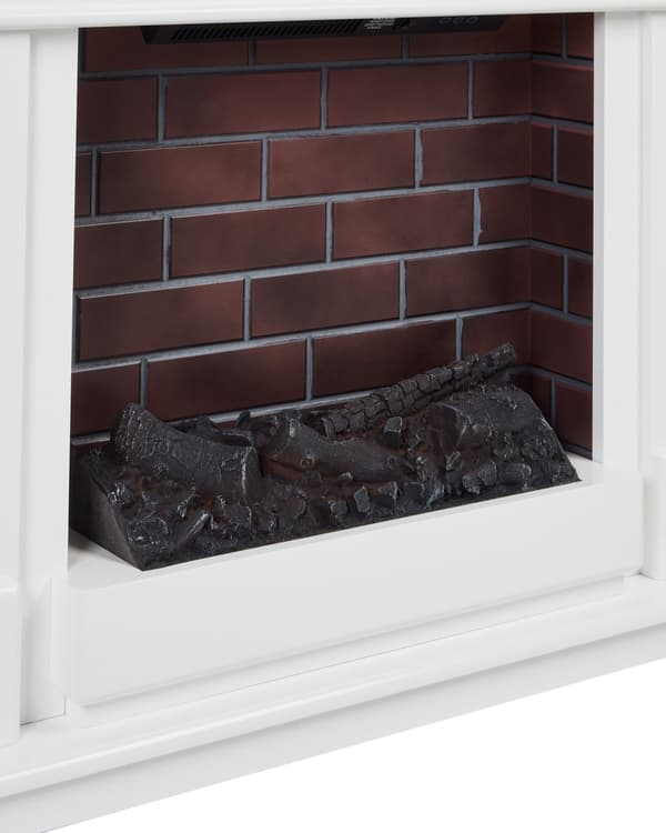 Elektrisk peis Hvit MDF LED-flammeeffekt Termostat Vifte Fjernkontroll Klassisk stil