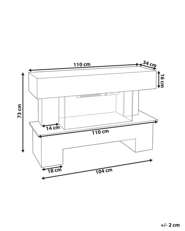 Elektrisk Peisvarmer Hvit MDF LED-flammer med Termostat Fjernkontroll Moderne