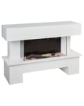 Miniatyrbilde 5 av 11: Elektrisk Peisvarmer Hvit MDF LED-flammer med Termostat Fjernkontroll Moderne