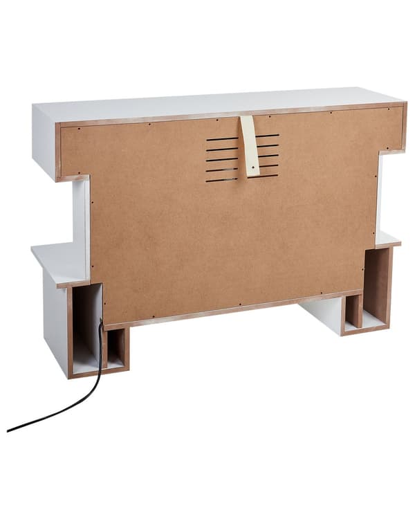 Elektrisk Peisvarmer Hvit MDF LED-flammer med Termostat Fjernkontroll Moderne
