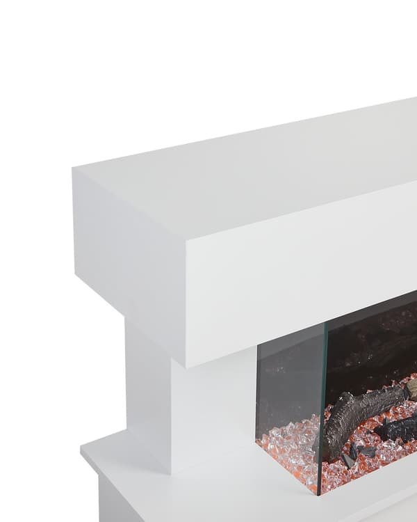 Elektrisk Peisvarmer Hvit MDF LED-flammer med Termostat Fjernkontroll Moderne
