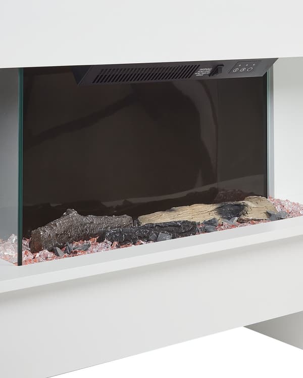Elektrisk Peisvarmer Hvit MDF LED-flammer med Termostat Fjernkontroll Moderne