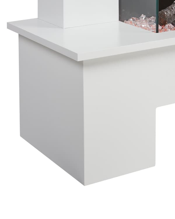 Elektrisk Peisvarmer Hvit MDF LED-flammer med Termostat Fjernkontroll Moderne