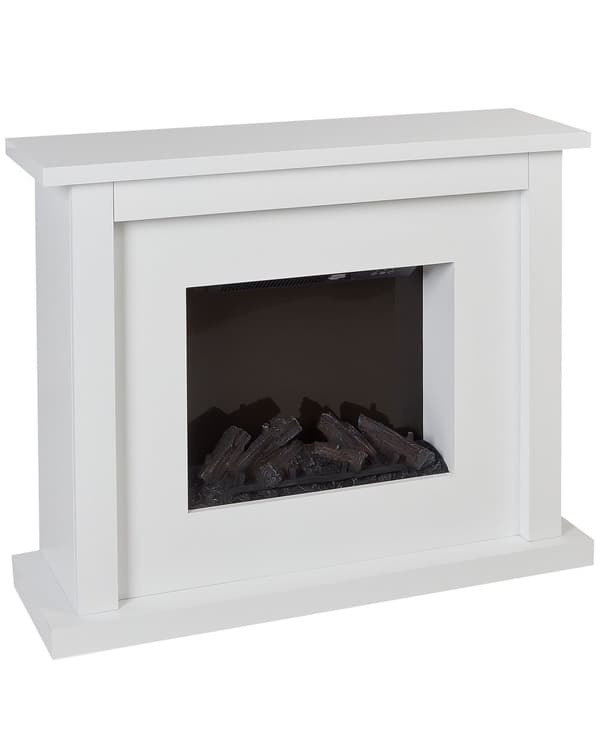 Elektrisk Peisvarmer Hvit Mantel MDF LED-flammer med Termostat Moderne