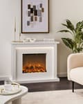 Miniatyrbilde 2 av 11: Elektrisk Peisvarmer Hvit Mantel MDF LED-flammer med Termostat Moderne