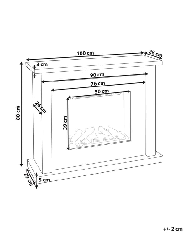 El Pejs Hvid MDF 73 x 100 cm med Fjernbetjening Fritstående Kamin med Varme Elektrisk Brændeovn LED