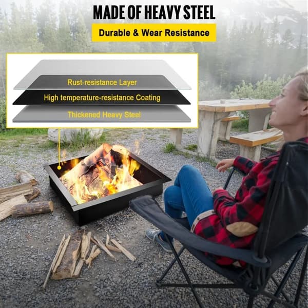 Fire Pit Ring, Holdbar Stål Konstruktion, Rummelig Design, Nem Håndtering med Tænger