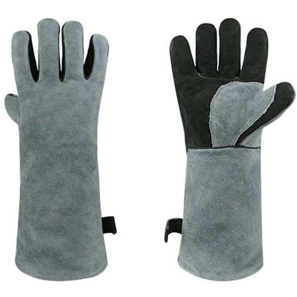 Värmetåliga läderhandskar - 40 cm - Bomullsfoder - Kevlar-sömmar - Svart
