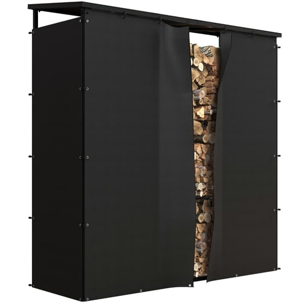 Rootz Brændestativ - Brændeholder - Træopbevaring - Støtter 2000 kg - Vejrbestandigt dæksel - 185cm x 62cm x 184cm