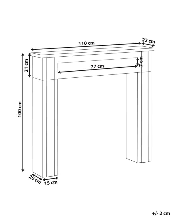 Peishylle Hvit MDF 110 x 22 x 100 cm Svart topp Klassisk stil Peis Stue Interiør