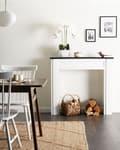 Miniatyrbilde 4 av 9: Peishylle Hvit MDF 110 x 22 x 100 cm Svart topp Klassisk stil Peis Stue Interiør
