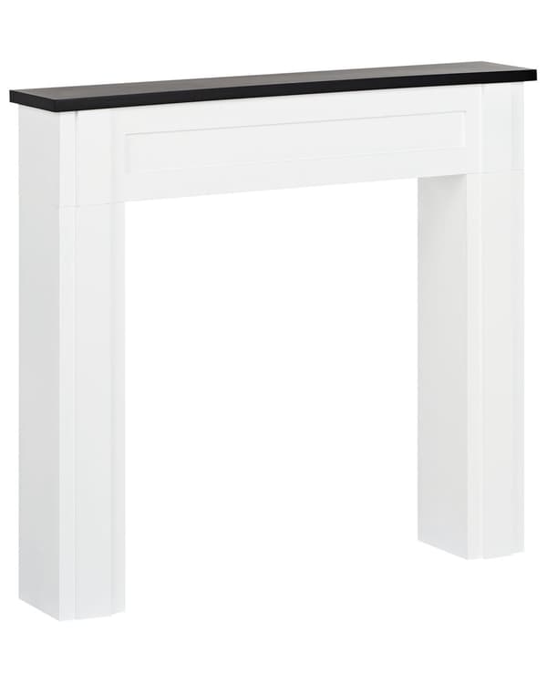 Peishylle Hvit MDF 110 x 22 x 100 cm Svart topp Klassisk stil Peis Stue Interiør