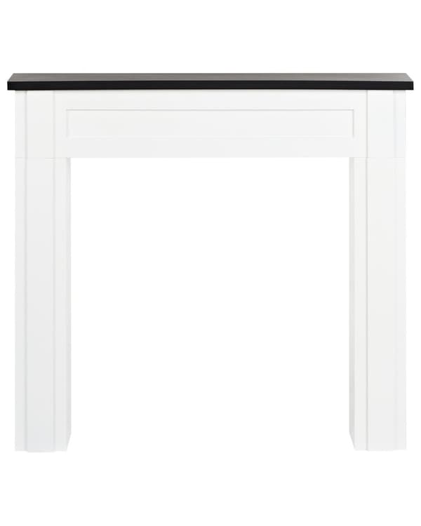 Peishylle Hvit MDF 110 x 22 x 100 cm Svart topp Klassisk stil Peis Stue Interiør