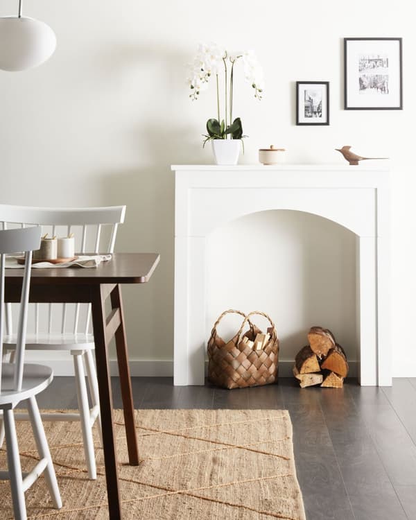 Peishylle Hvit MDF 110 x 23 x 106 cm Tradisjonell og landlig stil Peis Stue Interiør