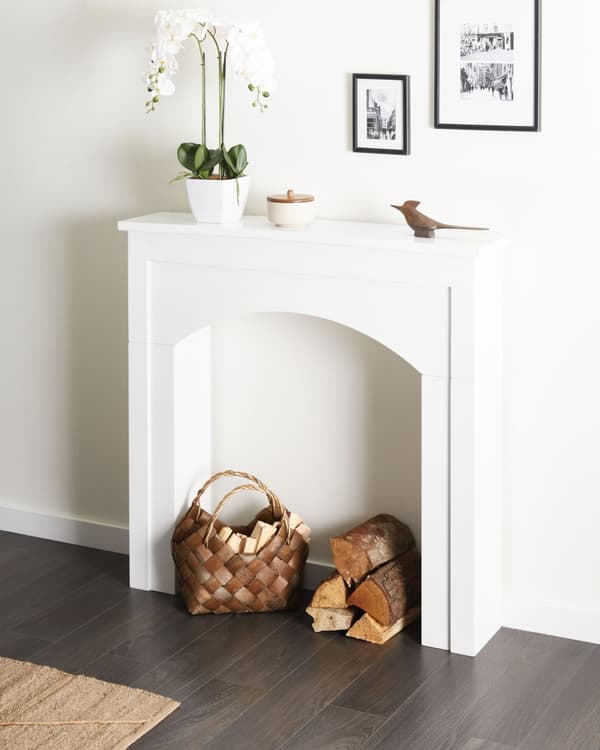 Peishylle Hvit MDF 110 x 23 x 106 cm Tradisjonell og landlig stil Peis Stue Interiør